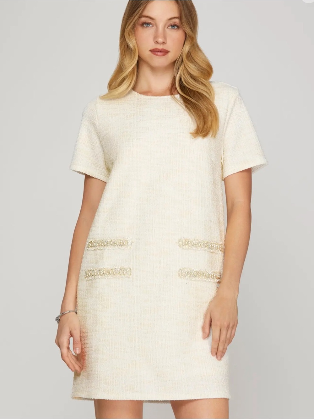 💕 Coming soon! Tweed Short-Sleeve Dress